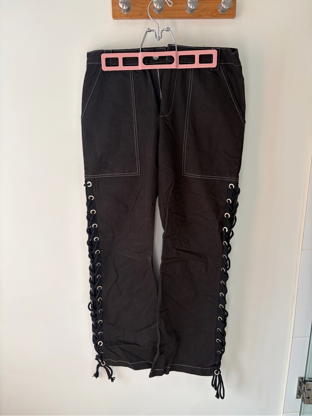 Black Lace-Up Side Women’s Pants